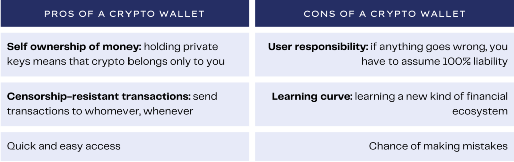 pros and cons of a crypto wallet