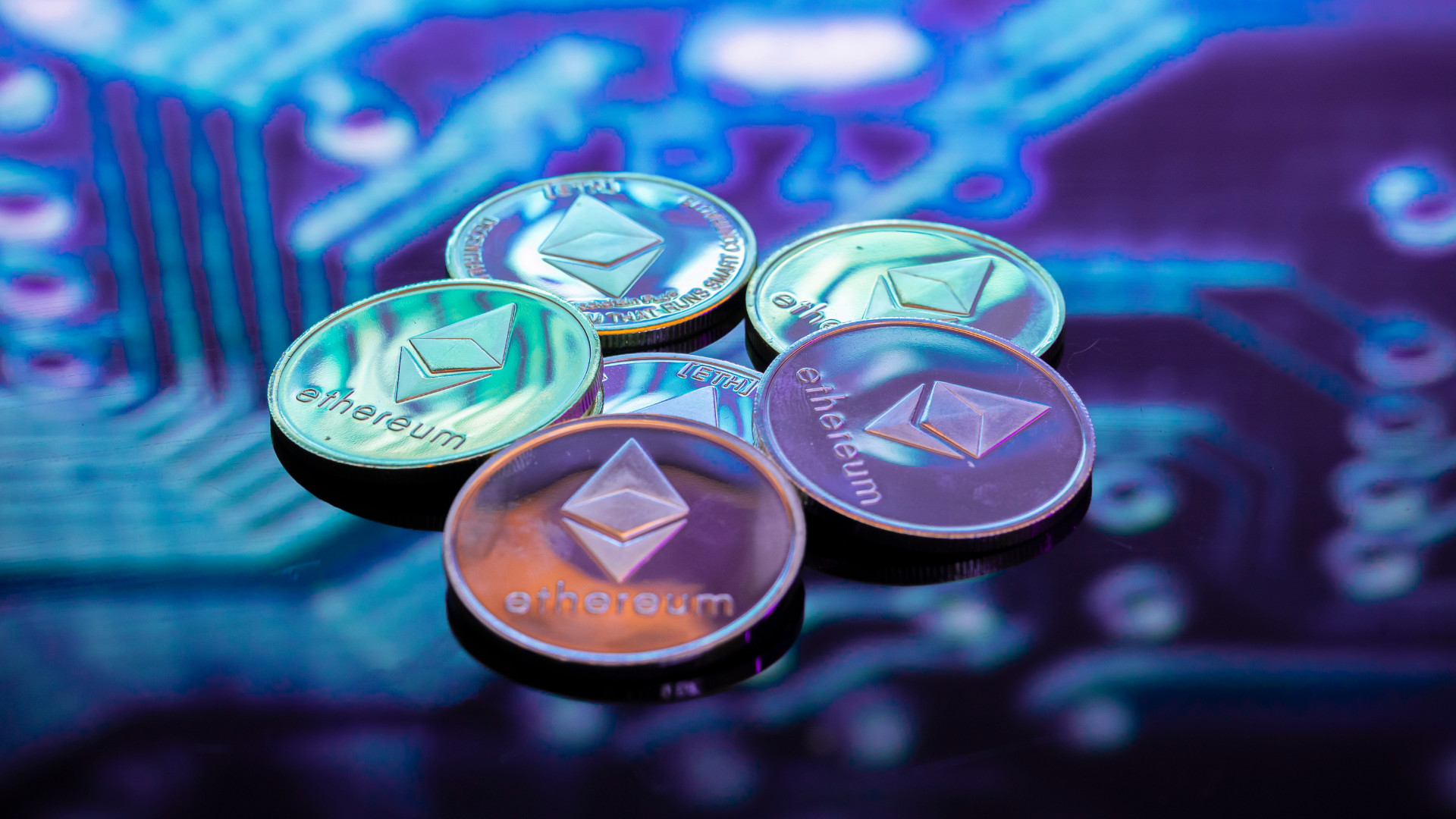 Six physical ethereum coins