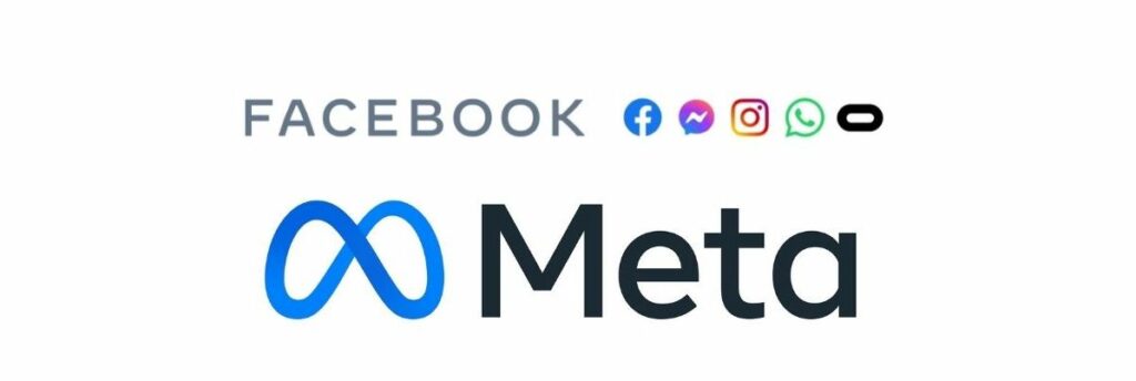 Facebook logo on top of the new META logo